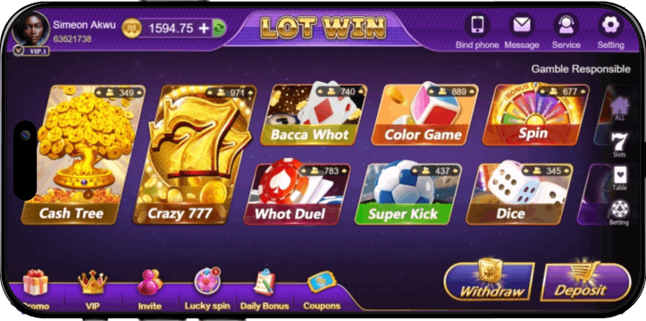 Lotwin app on iPhone